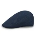 Dark blue mesh flat cap, breathable summer ivy newsboy hat for men and women stylish. - M (56-58cm) / Navy Blue