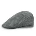 Grey mesh flat cap breathable summer ivy hat casual solid color sun protection flat cap for men women - M (56-58cm) / Dark Gray