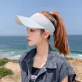 Women summer empty top sun visor hat breathable mesh outdoor sports athletic running cap grey - One Size / Gray