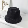 Classic dark grey denim bucket hat, wide brim casual sun hat for men and women daily wear. - Black and Gray