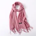 Solid color pink imitation cashmere scarf for women, lightweight autumn and winter warm scarf. - Dark Red