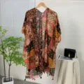 Bohemian paisley patchwork beach kimono shawl, versatile lightweight summer sun protection cover-up. - 05
