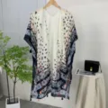 Women's Beach Cover Up Sunscreen Shawl Lightweight Printed Cardigan with Tassels Top - 04