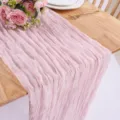 Corsia da tavolo in garza stropicciata rosa per decorazione festa di matrimonio, morbida. - 90*180cm / Rosa