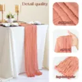 Runner da tavola in voile stropicciato rosa tessuto morbido per decorazione festa - 90*180cm / Rosa Cipria