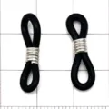 Connecteur d'extrémités de chaîne de lunettes en silicone boucle noire avec bobine métal. - 21x7mm (0.4g) / Or K Blanc