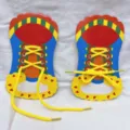 Kids shoe tying learning toy wooden lacing practice board montessori educational toy for toddlers - Single Item Shipment (Style 2)