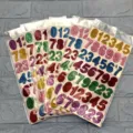 Kinder Glitzer Nummer Aufkleber Set, bunte funkelnde DIY Lernsticker fuer Fruehfoerderung Kids. - Glitzer-Zahlenaufkleber