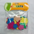 Colorful EVA foam flower stickers with white dots in clear bag for kids DIY craft journal decor. - Polka Dot Flower