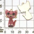 Charmants pendentifs chat dessin animé en alliage émaillé pour bijoux faits main DIY. - Chat Mécanique Cartoon Rose (19129) / 1 Pièce/Paquet (26x17mm) / Rose