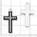 Strass kruis hanger van metaal legering DIY sieraden accessoire voor ketting armband - Wit K Zwarte Olie Drip Diamanten Kruis
