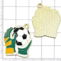 Gold metal soccer goalkeeper glove charm with colorful enamel finish for DIY jewelry making. - Green Soccer Glove