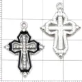 Alloy strass steen holle kruis hangers voor DIY sieraden maken armbanden en kettingen. - Wit K Zwarte Olie Drip Hol Diamanten Kruis