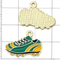 Gold tone metal and enamel football soccer boot shoe charms for DIY jewelry making. - Green Soccer Shoes