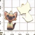 Joli pendentif chat Siamois dessin animé alliage goutte d'huile accessoire bijou variante - Chat Mécanique Cartoon Jaune Brun (19136) / 1 Pièce/Paquet (26x17mm) / Marron Jaune