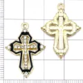 Alloy rhinestone cross pendant charms DIY jewelry making accessories for necklaces bracelets. - KC Gold Black Oil Drip Hollow Diamond Cross