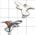Bunter Emaillierter Kolibri Anhänger Legierung DIY handgemachte Schmuck Zubehör doppelseitig - 1 Stück/Packung (16x25mm) / Weiß K Bunt Öltropfen Kleiner Kolibri (27585)