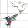 Colgante conector colibrí aleación K blanco gota de aceite colorida fabricación de joyas - Blanco K Colorido Goteo Aceite Pequeño Colibrí (27588)