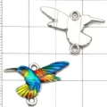 Colgante colibrí esmalte aleación abalorio DIY hecho a mano accesorio para joyería ave - Blanco K Colorido Goteo Aceite Pequeño Colibrí (27589)