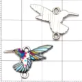 1pc colgante de colibri de aleacion de aceite colorido joya DIY accesorio hecho a mano - Blanco K Colorido Goteo Aceite Pequeño Colibrí (27590)