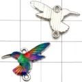 Colgante conector de colibrí de aleación esmaltada de color accesorio de joyería hecho a mano - Blanco K Colorido Goteo Aceite Pequeño Colibrí (27591)