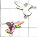 Colgante de colibrí esmaltado colorido de aleación accesorio de joyería DIY - Blanco K Colorido Goteo Aceite Pequeño Colibrí (27593)