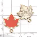 Goldene Ahornblatt Anhänger rote Emaillierung DIY Handarbeit Schmuck Zubehör 2Stk - Oranges Emaille Ahornblatt