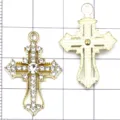 Rhinestone cross alloy pendant DIY jewelry making accessory gold tone charm craft 30pcs - KC Gold Hollow Diamond Cross