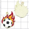 Pendentif émaillé flamme ballon de football en alliage doré accessoire bijoux DIY - Football Enflammé
