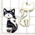 Pendentif chat en metal emaille DIY accessoires de bijoux faits main mignon chaton dessin - Chat Renard Blanc Rose (22467) / 1 Pièce (30x18mm) / Blanc Rose