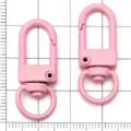 Rosa Legierung Drehbare Karabinerhaken fuer Schluesselanhänger DIY Schmuck Zuebehoer - Ovales Türschnalle Schlüsselanhänger / 1 Stück (32x12mm) / Rosa