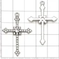 Silver rhinestone cross pendant alloy DIY jewelry making necklace and bracelet accessory - White K Large Diamond Cross