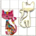 Pendentif chat mignon en alliage émaillé coloré accessoires de bijoux faits à la main DIY. - Chat Renard Rose Pâle (22651) / 1 Pièce (30x18mm) / Rose rosé