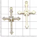 KC Gold Alloy Rhinestone Cross Pendants DIY Necklace Bracelet Jewelry Findings Accessories - KC Gold Large Diamond Cross