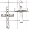 Silver tone alloy rhinestone cross pendant DIY jewelry making charm bracelet accessory - White K Infinity Diamond Cross