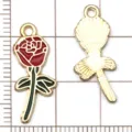 Red enamel rose flower alloy charms for DIY jewelry making, cute pendant findings accessories. - Rose Flower Pendant (19018)