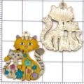 Charmants pendentifs chat dessin animé émail alliage DIY accessoires bijoux faits main - Chats Parents-Enfants Jaunes (24893) / 1 Pièce (25x21x1mm) / Jaune