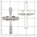 Silver rhinestone cross pendant DIY jewelry accessory charm for necklace bracelet making - White K Large Infinity Diamond Cross