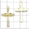 KC gold rhinestone cross pendant charm for DIY jewelry making, necklace bracelet accessories. - KC Gold Large Infinity Diamond Cross