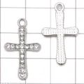 Rhinestone cross pendant alloy charms DIY jewelry making accessories components set - Plated White K Diamond Cross