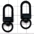 Schwarzer Legierung Karabinerhaken Schlüsselanhänger drehbar für DIY Schmuck Zubehör - Ovales Türschnalle Schlüsselanhänger / 1 Stück (32x12mm) / Schwarz