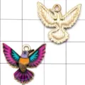 Enamel Hummingbird Charm DIY Jewelry Accessory KC Gold Alloy Animal Pendant Piece - Spreading Wings Hummingbird (27617) / Rose Pink Enamel Hummingbird Pendant (KC Gold)