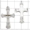 Alloy rhinestone cross pendant DIY charm for handmade bracelet necklace jewelry making - Plated White K 3D Diamond Cross
