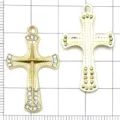 Gold Cross Pendant Alloy Rhinestone DIY Jewelry Necklace Bracelet Accessory Craft Supply 1pc - Plated KC Gold 3D Diamond Cross