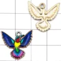 Legierung Kolibri Anhänger mit bunter Emaille, KC Gold Metall DIY Schmuck Zubehör. - Flügel Ausbreitender Kolibri (27619)