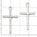 Rhinestone Cross Pendants Alloy DIY Necklace Bracelet Jewelry Making Accessories 30pcs - Plated White K Medium Diamond Cross