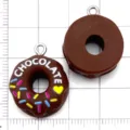 Hars chocolade donut bedels DIY handgemaakte sieraden accessoires schattige knutsel - Ronde Letter Donut / 1 Stuk (23x19x7mm) / Koffiebruin