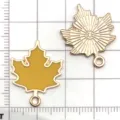 Ahornblatt Anhänger Legierung DIY Armband Halskette Schmuck Zubehör Gold Emaille 2Stk - Ingwergelbe Emaille Ahornblatt