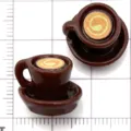 Miniatuur hars koffiekop en schotel set voor poppenhuis DIY handwerk knutselaccessoire - Latte Art Koffiebeker / 1 Stuk/Verpakking (11x16x15mm) / Donkerbruin