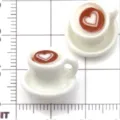 Miniatuur hars koffiekopje bedels met hart latte art voor DIY handgemaakte sieraden accessoires. - Dubbel Hart Latte Art Koffiekopje / 1 Stuk/Verpakking (11x16x15mm) / Wit